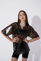 Smoky Black Oversized Latex T-Shirt