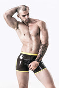 Smoky Black, trim color is Yellow Male Latex 'Two Desires' Shorts