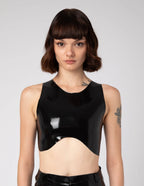 Tight-Fit Curved Latex Crop Top