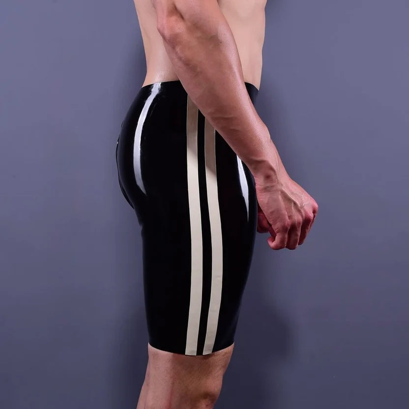 TrackLine 0.40mm Radical Rubber (UK) Latex Compression Shorts with Side White Stripes