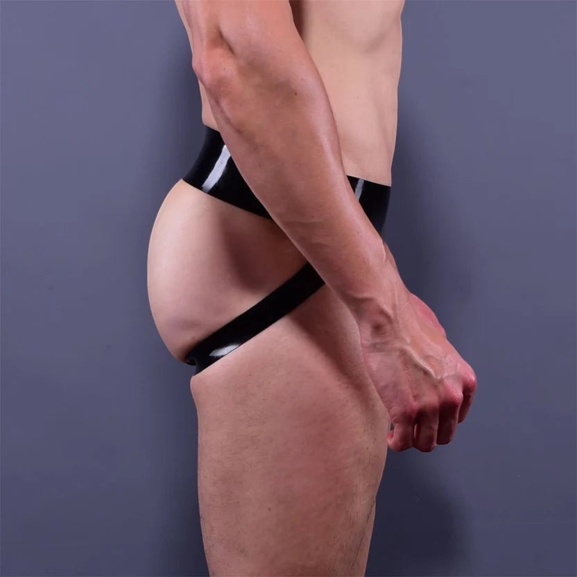 Trackline Front-Stripe Latex Shorts