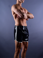 TrackLine Latex Running Compression Shorts with Side White Stripes