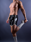 TrackLine Latex Running Compression Shorts with Side White Stripes