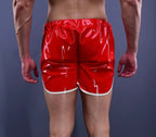 TrackLine Red Latex Running Compression Shorts with Side White Stripes