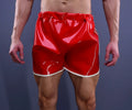 TrackLine Red Latex Running Compression Shorts with Side White Stripes