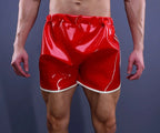 TrackLine Red Latex Running Compression Shorts with Side White Stripes