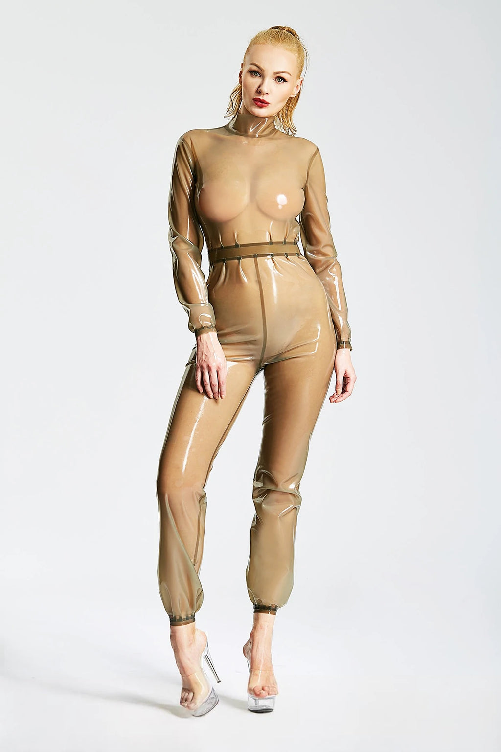 Translucent Grey Loose-Fitting Body Latex Catsuit