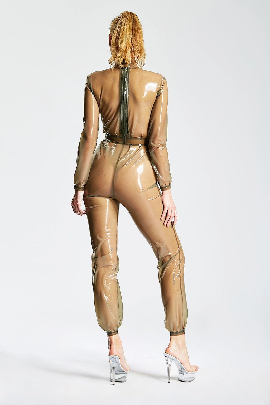 Translucent Grey Loose-Fitting Body Latex Catsuit