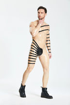 Translucent Natural Male Spiral Translucent Latex Catsuit
