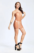 Translucent Pink Simple Tube Top Latex Mini Dress