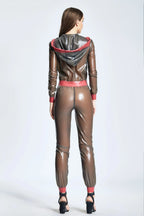 Translucent Smoky Black 'Weekender' Hooded Latex Jumpsuit