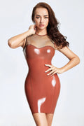Translucent Top Sexy Latex Mini Dress