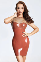 Translucent Top Sexy Latex Mini Dress