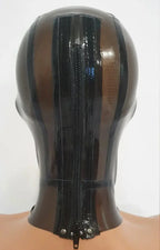 Transparent Brown Latex Hood with Black Panel Trim & Almond Eye Cut