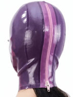 Transparent Purple Latex Hood — Open Eyes & Mouth