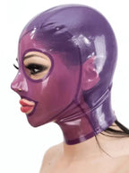 Transparent Purple Latex Hood — Open Eyes & Mouth