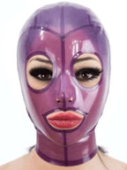 Transparent Purple Latex Hood — Open Eyes & Mouth