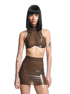 Transparent-Smoky-Black High-Waisted Latex Mini Skirt