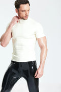 White Male Collared Round-Neck Formal Latex T-Shirt