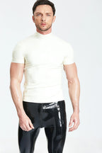 White Male Collared Round-Neck Formal Latex T-Shirt