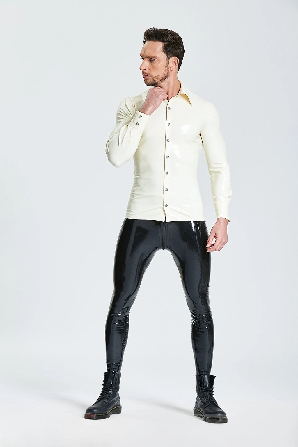 White Male Long-Sleeved 'Semi-Formal' Latex Shirt