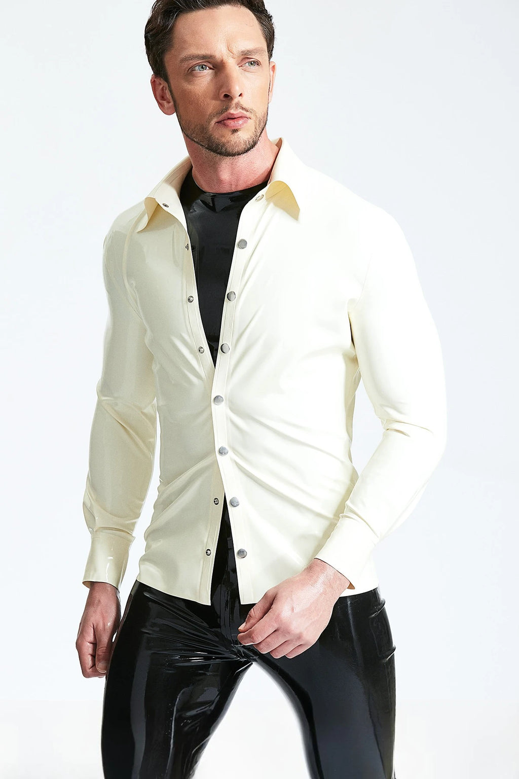 White Male Long-Sleeved 'Semi-Formal' Latex Shirt