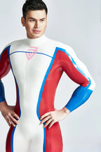 White Male 'Double Diamond' Latex Catsuit