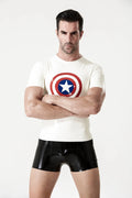 White Male 'Star-get' Latex T-Shirt