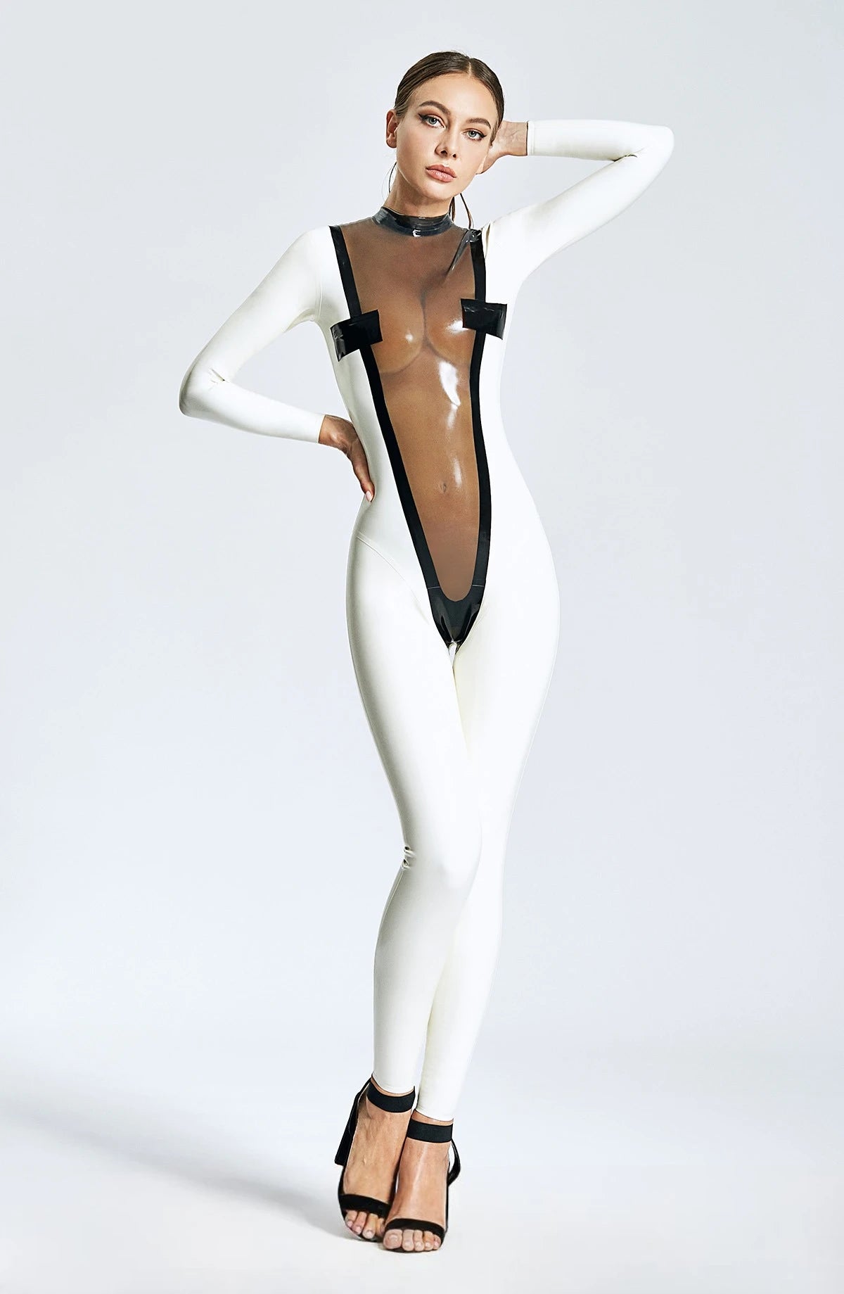 White 'Forme V Profonde' Latex Catsuit