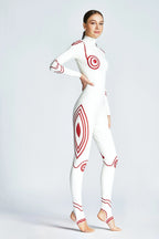 White 'Target Tootsie' Stirrup Latex Catsuit