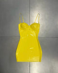 Yellow Molded Bust Mini Latex Dress