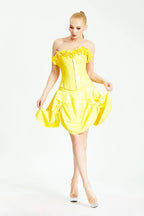 Yellow 'Blossom Time' Fitted Latex Corset