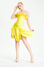 Yellow 'Blossom Time' Fitted Latex Corset