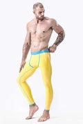 Yellow, secondary color is Light Blue Male Fitness Muscle Latex Leggings