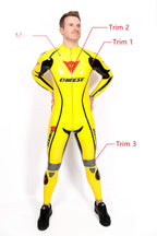 Yellow Male Brand Name Motorcycle Style Latex Catsuit