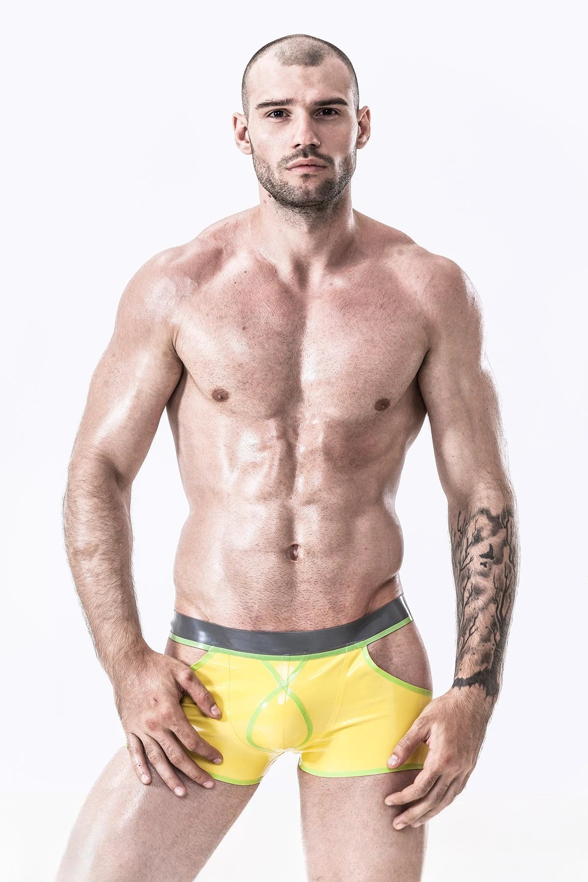 Yellow Male Latex Cutout Undies