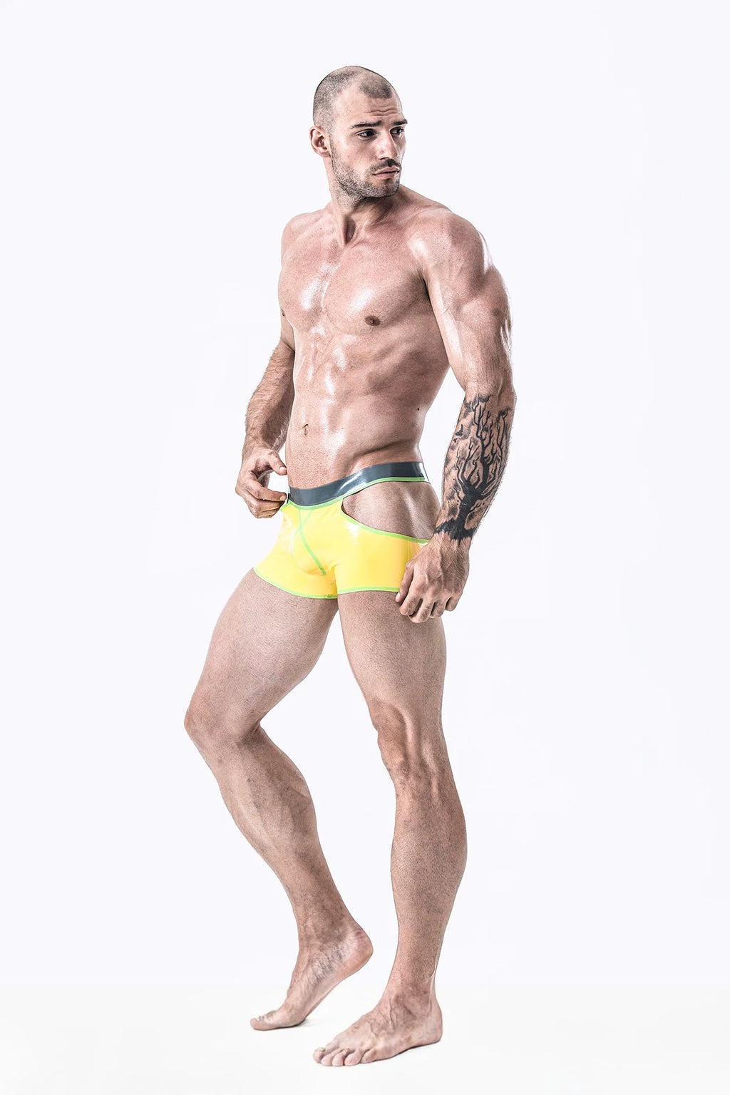Yellow Male Latex Cutout Undies