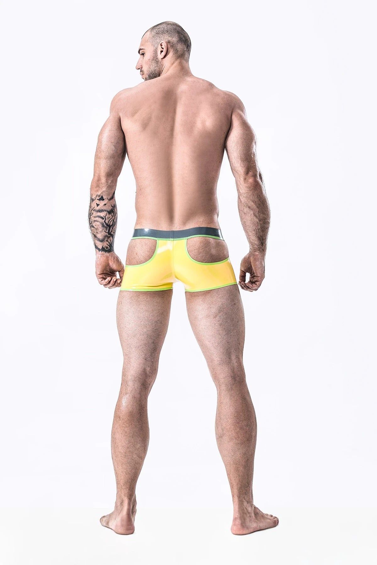 Yellow Male Latex Cutout Undies